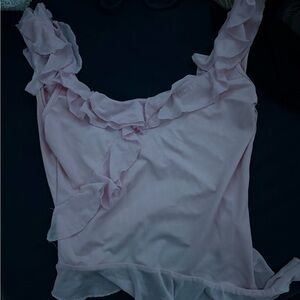 Chic Ruffled Pink Women's Top